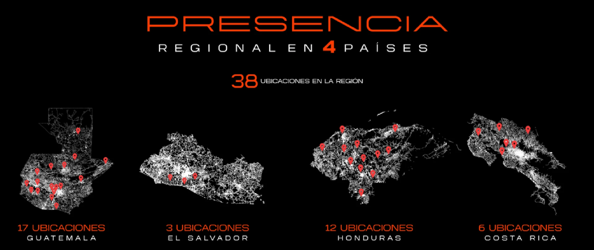 Presencia regional de Truck Depot: 4 países, 38 ubicaciones